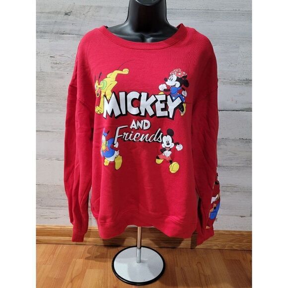 DISNEY SWEATER MICKEY AND FRIENDS RED SIZE  Large  Girls Juniors  graphic - Picture 1 of 7